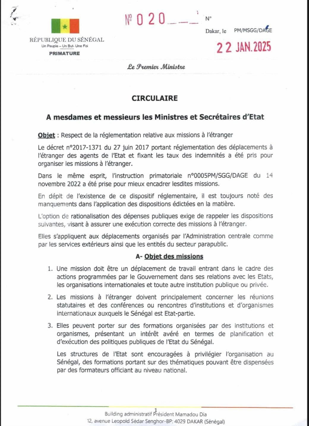 Missions à l'étranger : Ministres et secrétaires d'Etat invités à la réduction des dépenses, (Sonko)