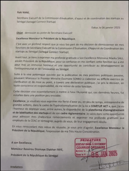 Secrétaire Exécutif du CEAC : Raki Kane acte sa démission