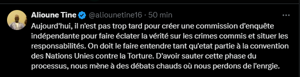 Justice : Alioune Tine plaide pour la création d'une commission d'enquête indépendante