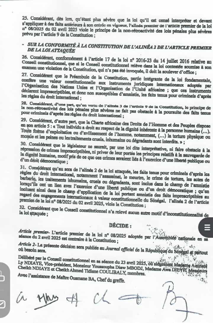 [EXCLUSIF] : Le Conseil constitutionnel rejette la loi interprétative d'Amadou Ba et Pastef (Document)