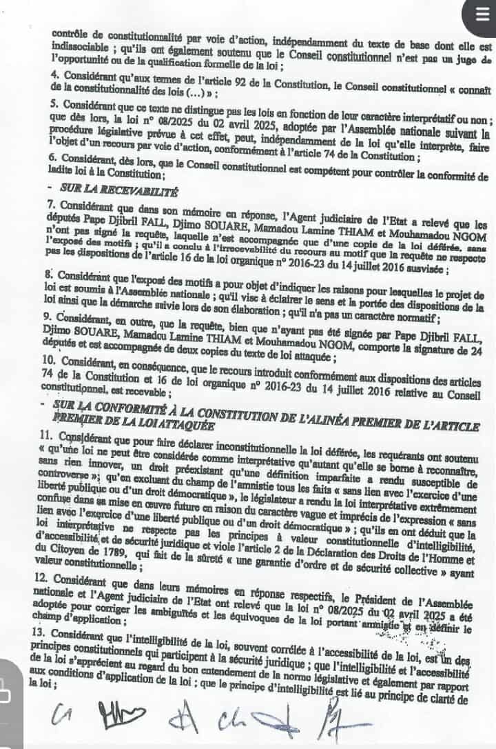 [EXCLUSIF] : Le Conseil constitutionnel rejette la loi interprétative d'Amadou Ba et Pastef (Document)