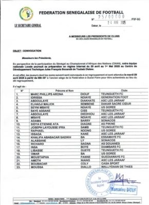 Préparation Chan 2025 : Souleymane Diallo relance la avec 23 joueurs