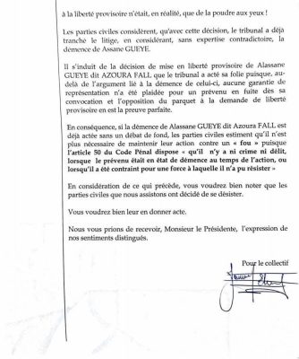 Affaire Azoura Fall : Les parties civiles annoncent leur retrait de la procédure