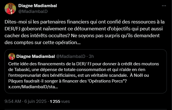 Moutons de la DER : Madiambal Diagne crie au scandale
