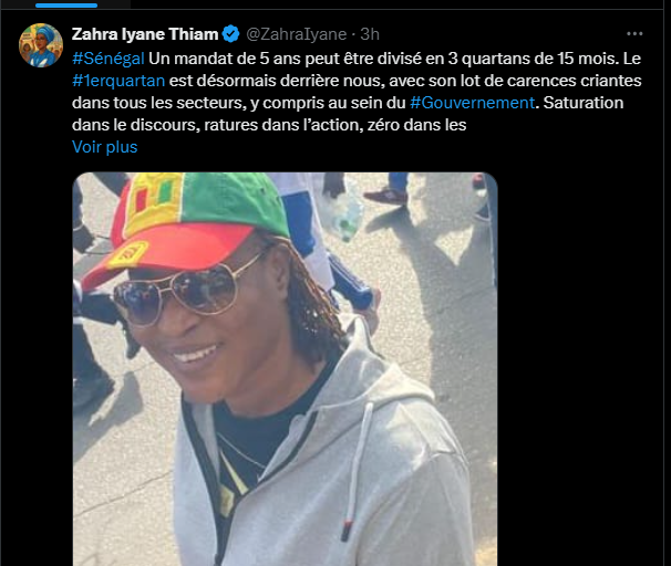 15 mois de pouvoir : Zahra Iyane Thiam décerne une mauvaise note au régime de Diomaye