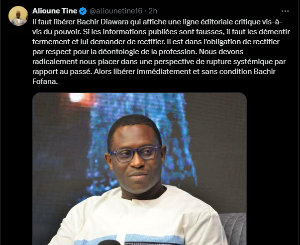 Affaire Bachir Fofana : Alioune Tine réclame la libération du journaliste