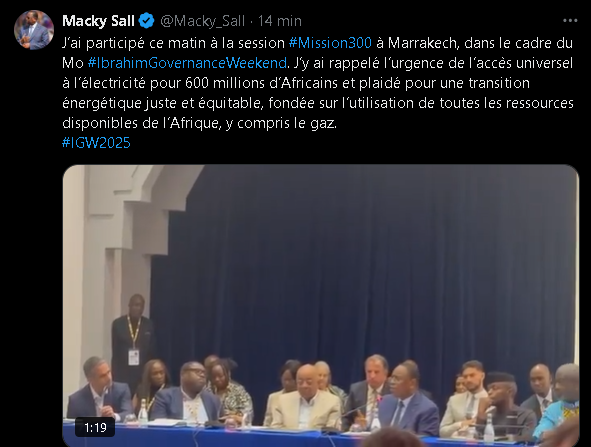 Mo Ibrahim Governance Weekend : Macky Sall a participé à la session Mission300 à Marrakech