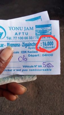 Dakar-Bignona- Ziguinchor : Le prix du transport passe de 12 000 à 16 000 FCFA
