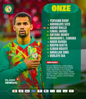 Sénégal - Irlande : Voici le onze de départ des Lions !