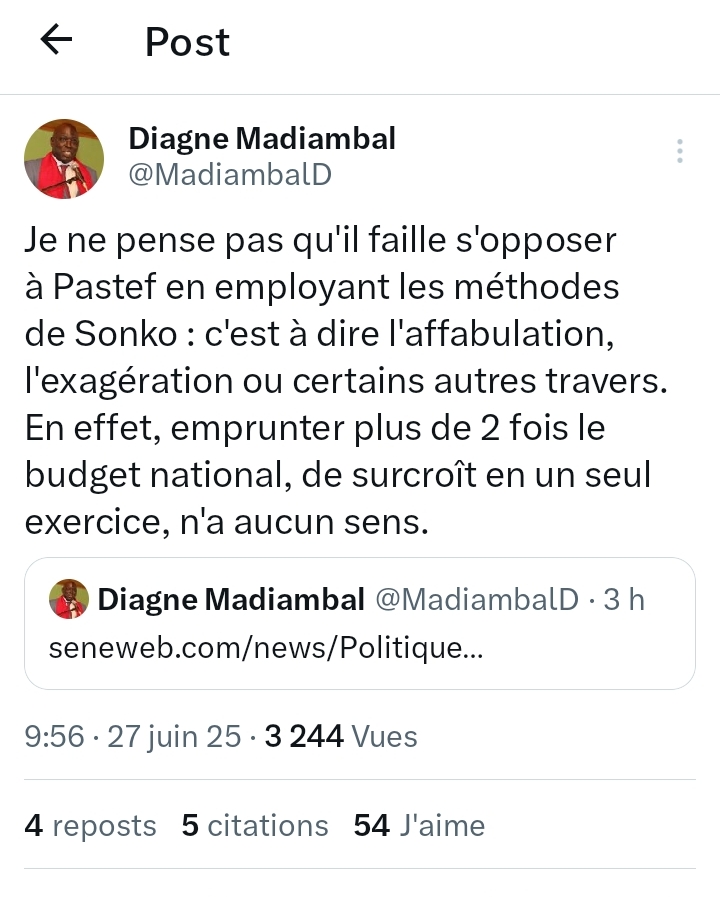Madiambal Diagne : "Je ne pense pas qu'il faille s'opposer à Pastef en employant les méthodes de Sonko"