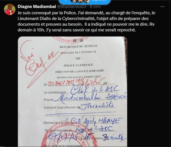 Urgent : Madiambal Diagne convoqué par la police, ce mardi 8 juillet