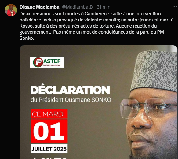 Personnes décédées à Camberene et Rosso : "Pas même un mot de condoléances de la part du PM Sonko", (Madiambal Diagne)