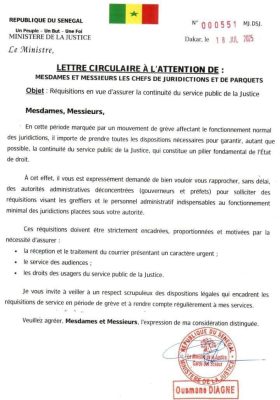 Crise dans le secteur de la justice : Ousmane Diagne ordonne des réquisitions auprès des gouverneurs et préfets