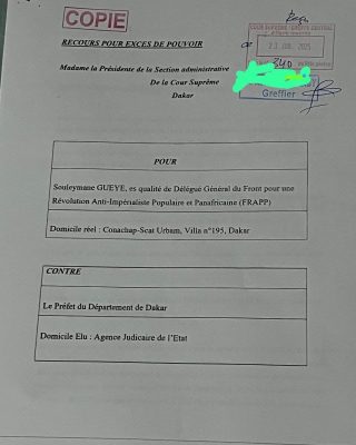 Interdiction de manifester : Le FRAPP saisit la justice contre "l’autoritarisme" du Préfet de Dakar