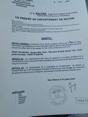 Ourossogui : Le Préfet autorise la marche pacifique des soutiens de Farba Ngom
