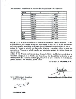 Décret présidentiel : La forêt galerie de Matam classée pour préserver la biodiversité locale