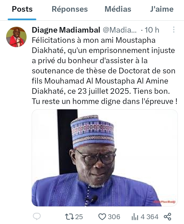 Enseignement supérieur : Le fils de Moustapha Diakhaté a soutenu sa thèse de Doctorat
