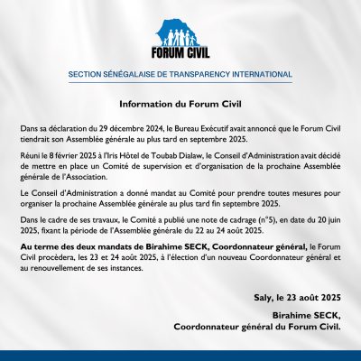 Forum Civil : Birahim Seck va quitter le poste de coordonnateur général