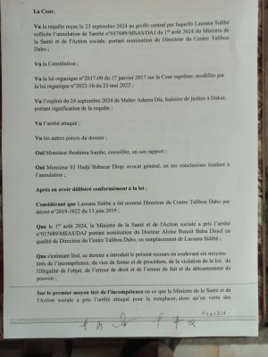 Nomination du directeur du Centre Talibou Dabo : La Cour suprême annule l'arrêté du ministre de la Santé