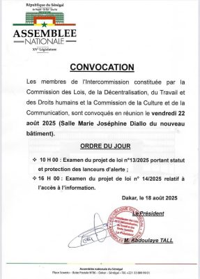 Ofnac, lanceurs d'alerte, déclaration de patrimoine et accès à l'information : Les députés en commission le jeudi 21 et vendredi 22 août