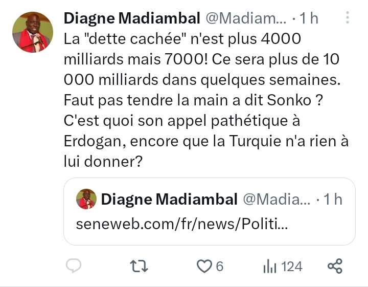 Madiambal raille Sonko : "La dette cachée sera plus de 10.000 milliards dans quelques semaines"