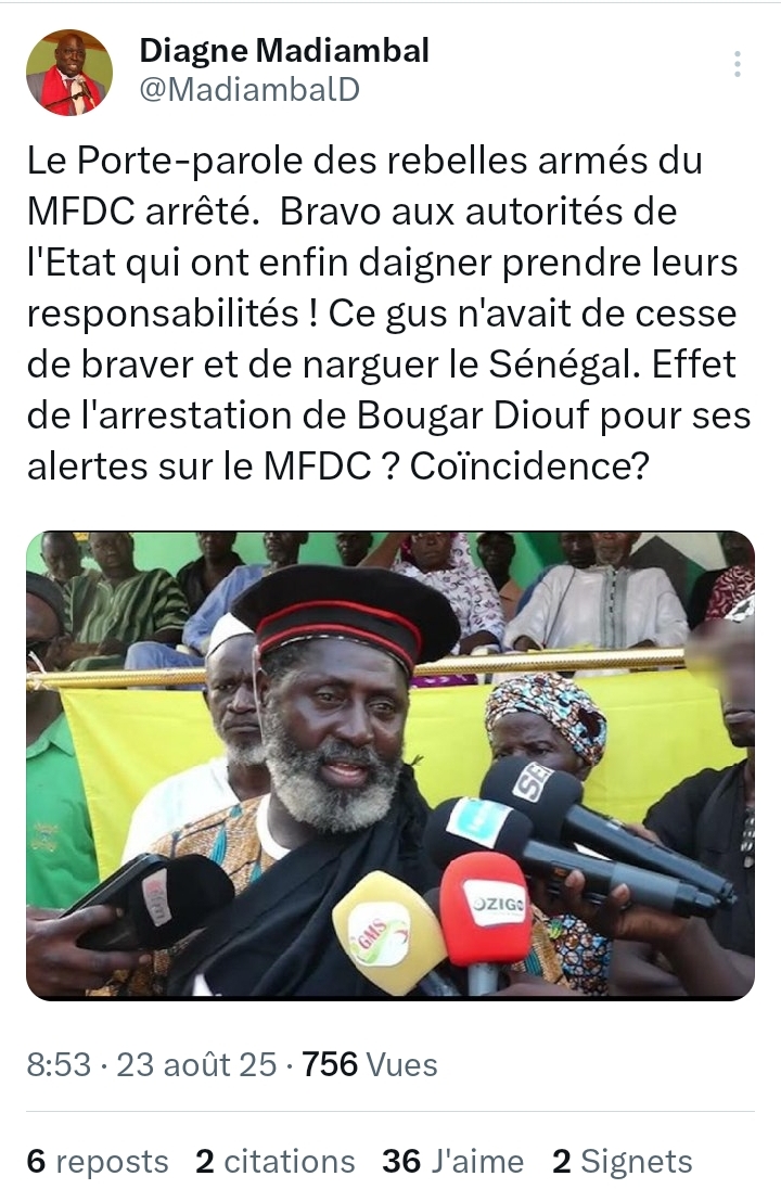 Porte-parole du MFDC arrêté : "Ce gus n'avait de cesse de braver et de narguer le Sénégal", réagit Madiambal Diagne