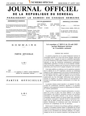 Assemblée nationale : Le nouveau Règlement intérieur promulgué et publié au Journal Officiel