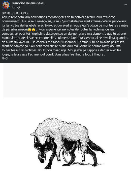 Françoise Hélène Gaye démasque Adji Sarr : « Une manipulatrice de classe exceptionnelle »