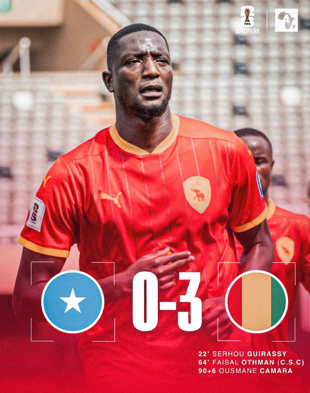 Mondial 2026 : la Guinée s’impose face à la Somalie et reste dans la course