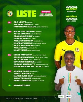 Elimin. Mondial Féminin U20 : Coach Mbayang Thiam dévoile la liste des 23 Lioncelles pour affronter l’Algérie