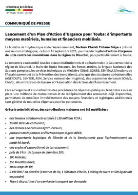 Inondations à Touba : Le gouvernement lance un Plan d'Action d'Urgence