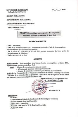 Keur Socé : Le sous-préfet suspend les Navétanes jusqu’à nouvel ordre