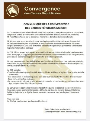 Convocation de Pape Malick Ndour : Le CCR dénonce une dérive autoritaire