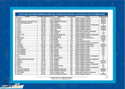 Pêche : La liste officielle des navires autorisés à pêcher dans les eaux sous juridiction sénégalaise