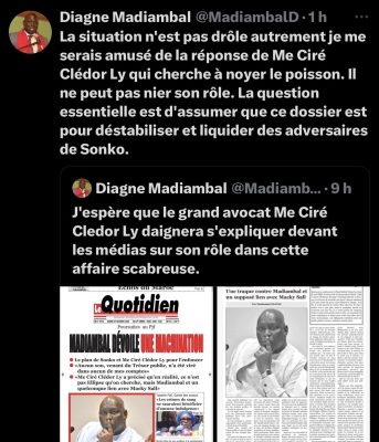 Madiambal charge Me Ciré Clédor Ly : "Il cherche à noyer le poisson. Il ne peut pas nier son rôle"