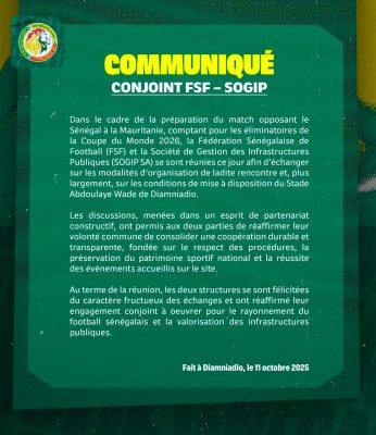 Sénégal vS Mauritanie au stade Abdoulaye Wade : La FSF et la Sogip ont échangé sur les modalités d’organisation
