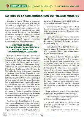 Communiqué du conseil des ministres du mercredi 15 Octobre 2025