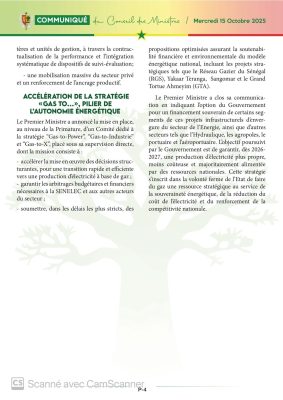 Communiqué du conseil des ministres du mercredi 15 Octobre 2025