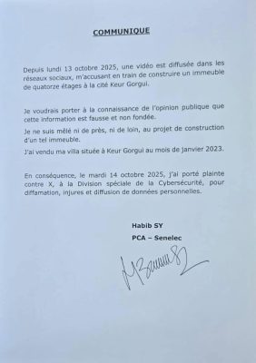 Accusé de construire un immeuble de 14 étages : Habib Sy porte plainte contre X