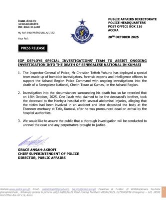 Affaire Cheikh Touré : Une équipe spéciale de la police ghanéenne à la poursuite des coupables