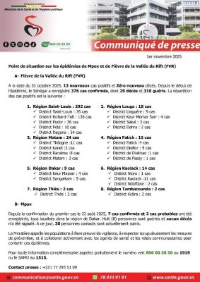 Mpox et de Fièvre de la Vallée du Rift (FVR) : Le Ministère de la Santé fait le point !
