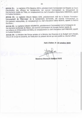 Gendarmerie : Le Chef de l’Etat nomme des officiers à des emplois militaires