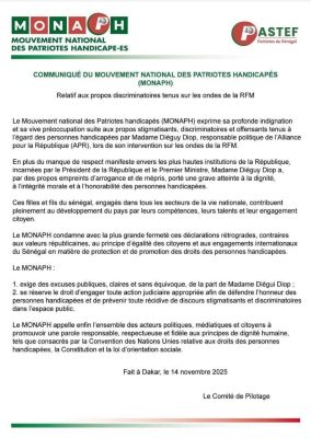 Personnes handicapées : Le MONAPH juge stigmatisants les propos de Dieguy Diop