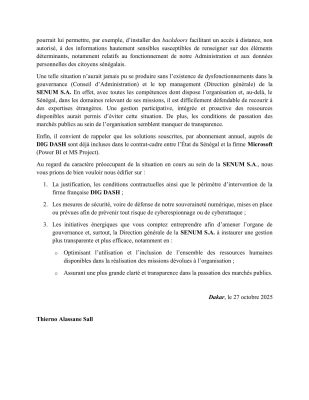 SENUM SA : TAS interpelle Alioune Sall sur les risques d’atteinte à la souveraineté numérique du Sénégal
