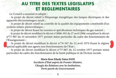 Adoption de deux projets de décrets pour les agents décisionnaires : Ndiaga Sylla salue une grande avancée