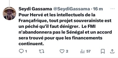 Seydi Gassama aux intellectuels de la Françafrique : "Le FMI n'abandonnera pas le Sénégal…"