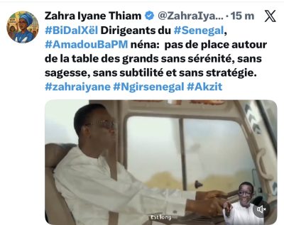 Z. I. Thiam aux dirigeants : "Amadou Ba PM néna: pas de place autour de la table des grands sans sérénité…"