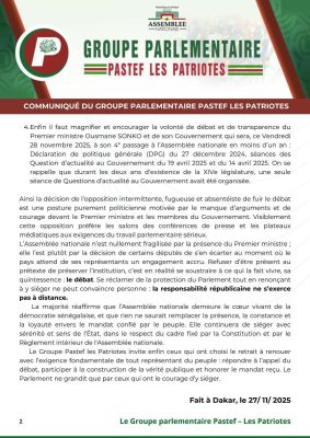 L’opposition boycotte Sonko : Le groupe parlementaire PASTEF dénonce une posture purement politicienne