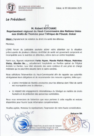 Détenus malades maintenus en prison : le Forum du justiciable saisit le Haut-Commissaire des Nations Unies...