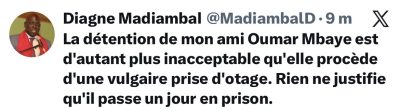 Détention de son ami Oumar Mbaye : Madiambal Diagne dénonce une prise d’otage